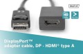 Kabel adapter DIGITUS DisplayPort, DP-HDMI typA, M/Ż 0,15m - 1668500