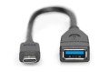 Kabel USB 3.1 Gen 1 DIGITUS SuperSpeed OTG Typ USB C/USB A M/Ż czarny 0,15m - 971858