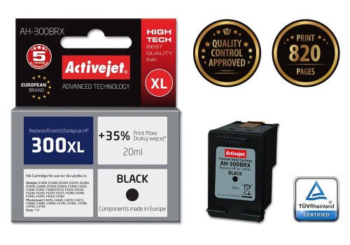 Tusz Activejet AH-300BRX (zamiennik HP 300XL CC641EE; Premium; 20 ml; czarny) - 1669685