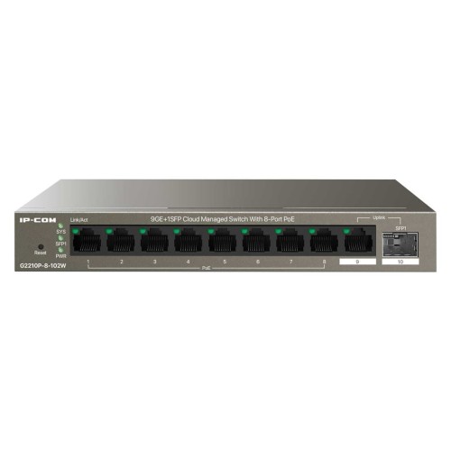 Switch zarządzalny IP-COM By Tenda G2210P-8-102W 9x1GbE 1xSFP PoE 102W - 1541086