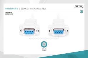 Kabel szeregowy DIGITUS 9pin /Ż - 9pin /Ż  null-modem 3m biały