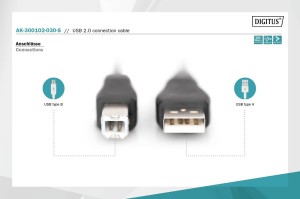 Kabel drukarkowy DIGITUS USB 2.0 A/M - B/M, 3m czarny