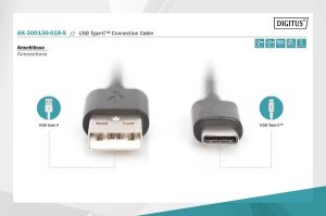 Kabel USB 2.0 DIGITUS HighSpeed Typ USB A/USB C M/M czarny 1,8m