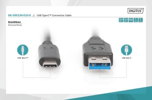 Kabel USB 3.0 DIGITUS SuperSpeed Typ USB A/USB C M/M czarny 1m