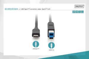 Kabel DIGITUS USB 3.0 SuperSpeed 5Gbps Typ USB C/B M/M Power Delivery czarny 1,8m