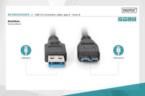 Kabel DIGITUS USB 3.1 Gen.1 SuperSpeed 5Gbps Typ USB A/microB M/M czarny 1,8m