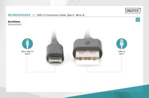Kabel USB DIGITUS 2.0, typ A - B micro, 1m czarny