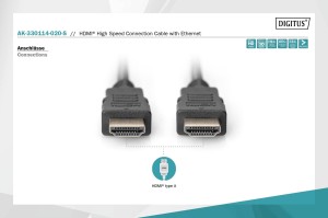 Kabel HDMI DIGITUS AK-330114-020-S Highspeed 1.4 z Eth. HDMI A/HDMI A 2m