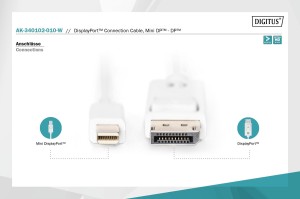 Kabel DisplayPort DIGITUS DP/M-DPmini /M, 1.1a biały, 1m
