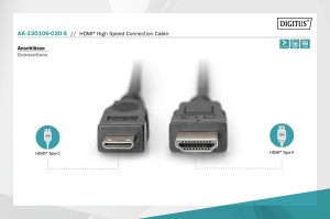 Kabel HDMI DIGITUS AK-330106-020-S HDMI C (mini)/M - HDMI A/M 2m