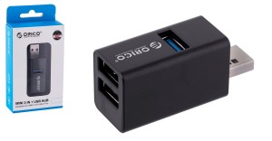 Hub USB Orico MINI-U32L-BK-BP 3 porty USB-A 3.0 + 2.0 aluminium