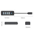 Hub USB-C Orico PW4U-C3-015-BK-EP 4x USB-A 3.1 czarny - 1690323