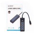 Hub USB-C Orico PW4U-C3-015-BK-EP 4x USB-A 3.1 czarny - 1690324