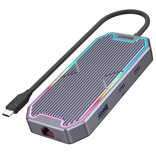 Hub USB-C Unitek D1029A, HDMI 2.0, RJ45, 3,5mm miniJack, PD 100W, 10Gbps - 1065611