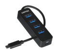 HUB USB-C Unitek H1117B 4xUSB-A 3.1, aktywny, 10W - 1157862