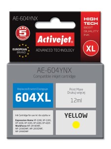 Activejet Tusz AE-604YNX (zamiennik Epson 604XL C13T10H44010; Supreme; wydajność 350 stron;  12 ml; żółty)