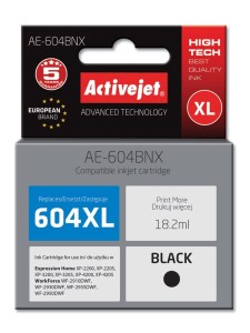 Activejet Tusz AE-604BNX (zamiennik Epson 604XL C13T10H14010, wydajność 500 stron; 18,2 ml; Supreme; czarny)