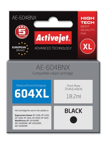 Activejet Tusz AE-604BNX (zamiennik Epson 604XL C13T10H14010, wydajność 500 stron; 18,2 ml; Supreme; czarny) - 1664048