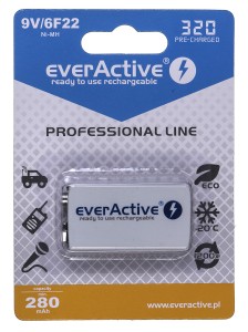 Akumulatorek 6F22/9V everActive Professional Line 320 mAh 1 sztuka