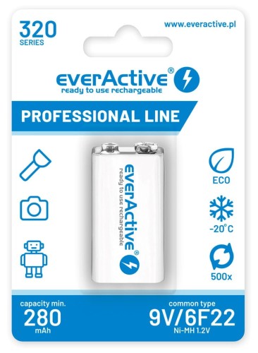 Akumulatorek 6F22/9V everActive Professional Line 320 mAh 1 sztuka - 1013664