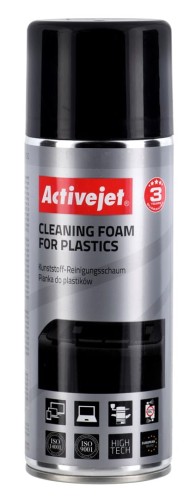 Activejet AOC-100 Pianka do plastiku, 400 ml. Pianka z aktywnymi cząsteczkami, usuwająca wszelkiego rodzaju zanieczyszczenia powierzchni wykonanych z plastiku. Niezbędna w każdym biurze, idealna do cz - 1753056
