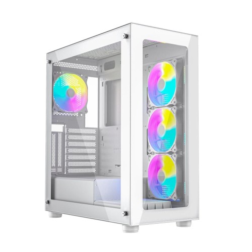 GEMBIRD OBUDOWA FORNAX X450MAX MIDI-TOWER (2X USB 3.0, 2X USB 2.0, 1X USB-C, HD AUDIO, SZKLANY PANEL BOCZNY, ARGB) BIAŁA - 1684379