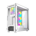 GEMBIRD OBUDOWA FORNAX X450MAX MIDI-TOWER (2X USB 3.0, 2X USB 2.0, 1X USB-C, HD AUDIO, SZKLANY PANEL BOCZNY, ARGB) BIAŁA - 1684385
