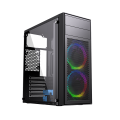 GEMBIRD OBUDOWA FORNAX M100RGB MIDI-TOWER (2X USB .0, 1X USB 3.0, HD AUDIO, PODŚWIETLENIE RGB) SZKLANY PANEL BOCZNY, CZARNA - 1684359