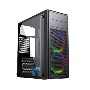 GEMBIRD OBUDOWA FORNAX M100RGB MIDI-TOWER (2X USB .0, 1X USB 3.0, HD AUDIO, PODŚWIETLENIE RGB) SZKLANY PANEL BOCZNY, CZARNA