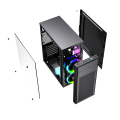 GEMBIRD OBUDOWA FORNAX M100RGB MIDI-TOWER (2X USB .0, 1X USB 3.0, HD AUDIO, PODŚWIETLENIE RGB) SZKLANY PANEL BOCZNY, CZARNA - 1684368