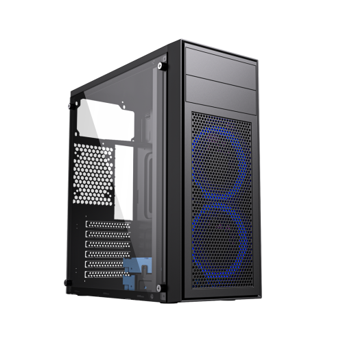 GEMBIRD OBUDOWA FORNAX M100B MIDI-TOWER (2X USB 2.0, 1X USB 3.0, HD AUDIO) , NIEBIESKIE PODŚWIETLENIE,CZARNA - 1684349