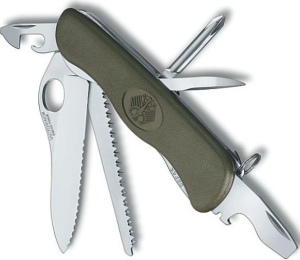 Scyzoryk Victorinox Bundeswehr, 10 f, 111mm, ząbkowany, zielony, OneHand (0.8461.MW4DE)