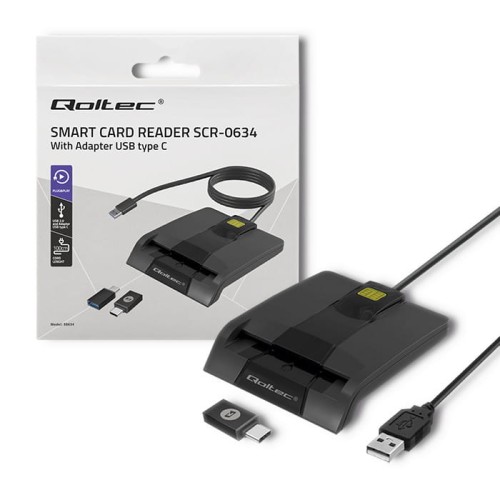 Czytnik kart chipowych ID Qoltec SCR-0634 | USB typu C - 1009965