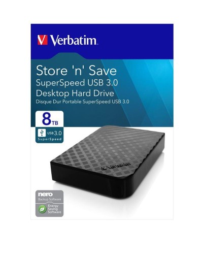 Dysk zewnętrzny Verbatim 8TB 3.5" Store 'n' Save 2Gen czarny USB 3.0 - 1668093