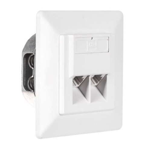 Gniazdo podtynkowe kompletne 2xRJ45 8p8c UTP Cat6 Netrack - 1399902