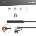 Hub USB 3.0/Koncentrator DIGITUS 4-portowy SlimLine USB A + adapter USB-C 0,2m 5Gbps złącze zasilania USB-C - 1690046