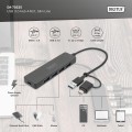 Hub USB 3.0/Koncentrator DIGITUS 4-portowy SlimLine USB A + adapter USB-C 0,2m 5Gbps złącze zasilania USB-C - 1690047