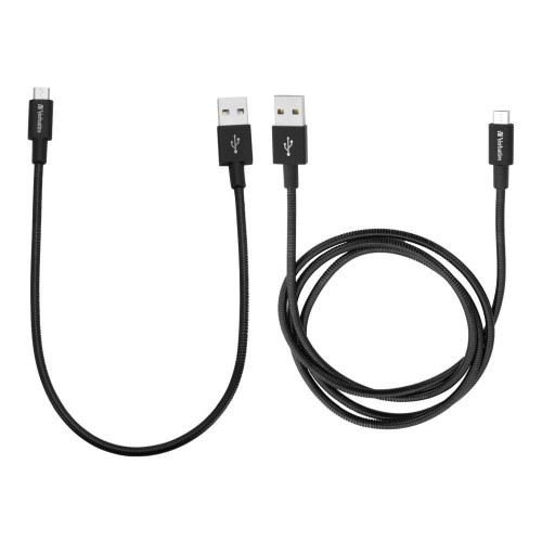 Kable Verbatim micro USB-B(M) - USB-A(M) 0,3m+1m czarne - 1668724