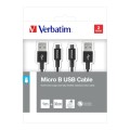 Kable Verbatim micro USB-B(M) - USB-A(M) 0,3m+1m czarne - 1668726