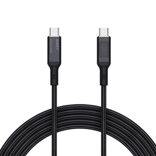 Kabel USB-C Aukey CB-MCC102 BK PD 100W, 1,8m, m/m, led - 1753569