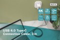 Kabel połączeniowy DIGITUS PREMIUM USB 4.0 Typ USB C/USB C M/M 20Gbps PD 3.0 60W 4K 60Hz czarny nylon 3m - 1629744