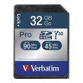 Karta pamięci SDHC Verbatim Pro U3 32GB (90/45 MB/s) Class 10 UHS-1 V30 - 1670095