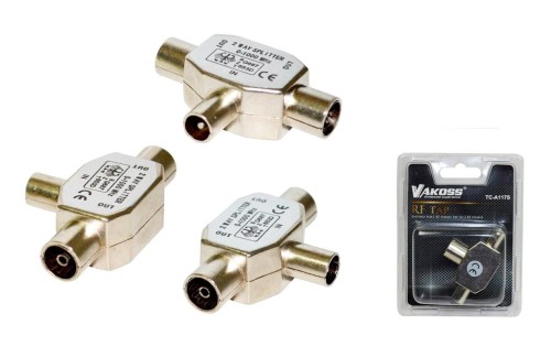 Rozdzielacz antenowy VAKOSS TC-A117S RF męski -> 2x RF żeński - 974103