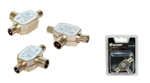 Rozdzielacz antenowy VAKOSS TC-A116S RF żeński -> 2x RF męski - 974104