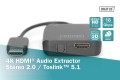 Ekstraktor DIGITUS sygnału dźwiękowego 4K HDMI do HDMI/Stereo 2.0 /Toslink 5.1 - 1377559