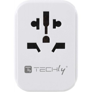Adapter wtyku zasilania Techly EU/UK/USA/3xUSB biały