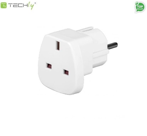 Adapter wtyku zasilania Techly A-FLAZASUKWH UK/EU, biały - 973942