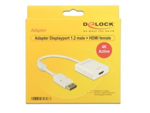 Adapter DisplayPort na HDMI Delock aktywny 4K biały