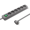 Listwa zasilająca Qoltec 6 gniazd | 1.8m | Szara - 1385805