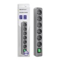 Listwa zasilająca Qoltec 6 gniazd | 1.8m | Szara - 975379